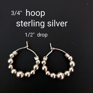 Sterling Silver Beaded Hoops